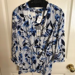 Karl Lagerfeld Printed Faux Wrap Blouse(Medium)